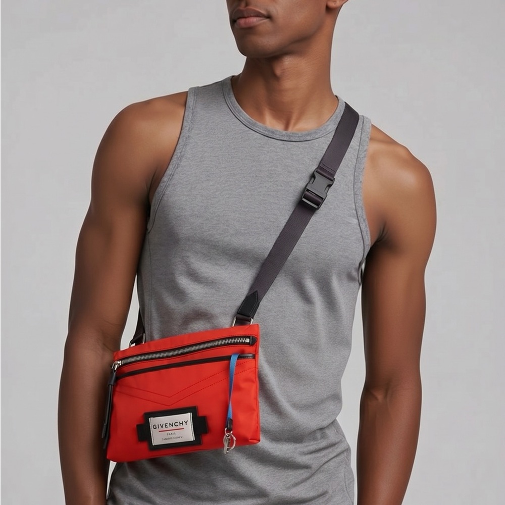 NWT Givenchy Red Downtown Flat Crossbody Bag Men’s Authentic